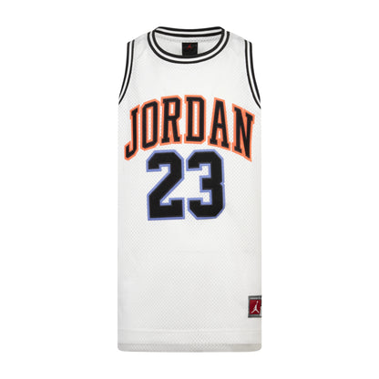 Canotta Jordan 23 bianca per bambini, maglia sportiva 3A SPORT con logo e dettagli in stile basket, tessuto leggero e traspirante