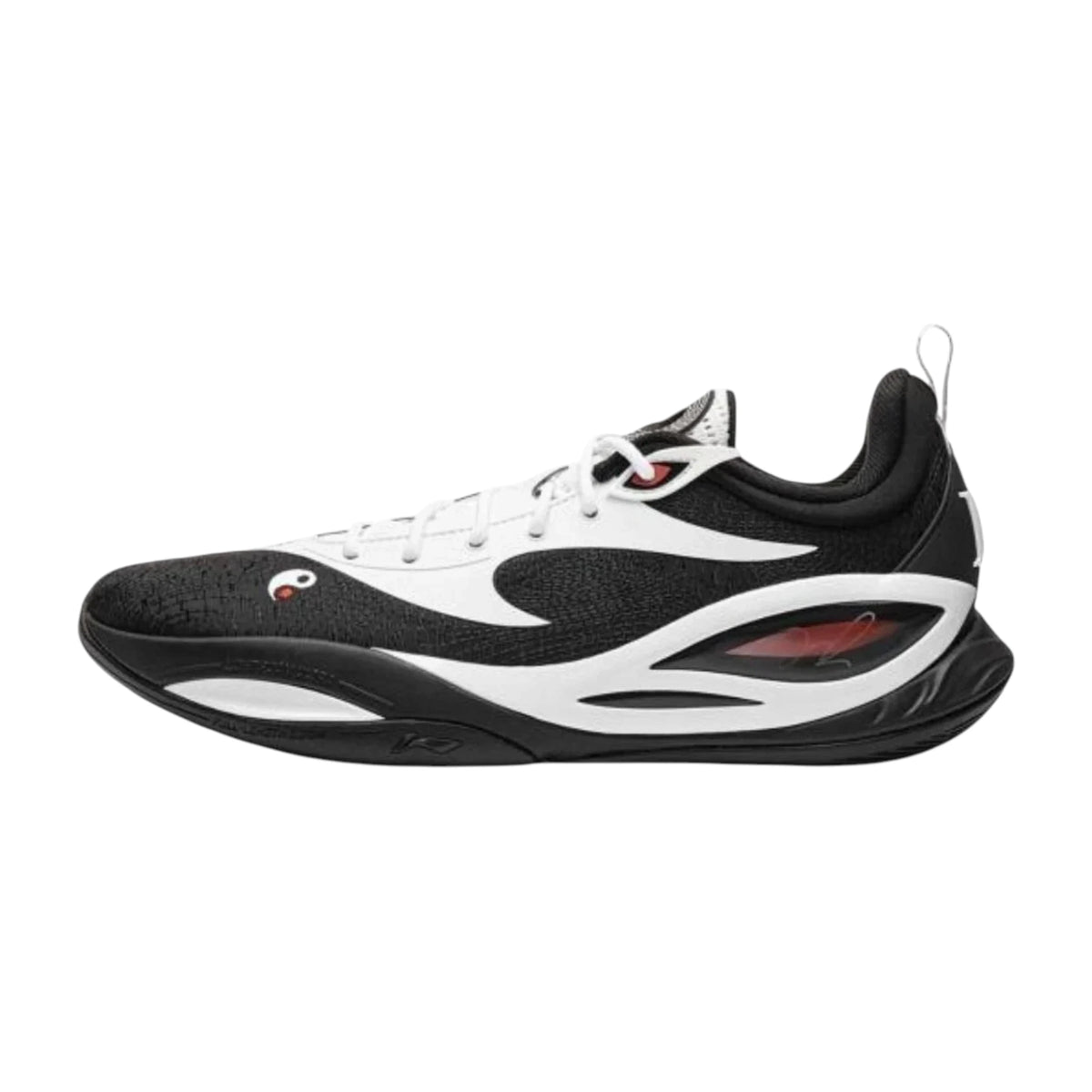 Li-Ning DLO 2 Yin Yang ABPW013-14 – vista laterale esterna bianco nero simbolo equilibrio TPU farfalla
