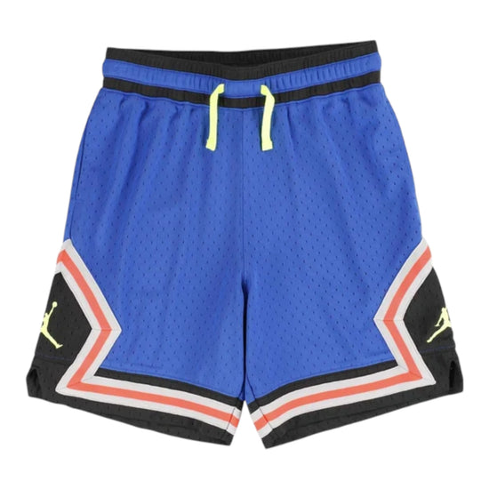 Pantaloncini Jordan Kids Sport Diamond 95D313-B3D blu Game Royal – vista frontale bande Diamond nero arancione bianco coulisse