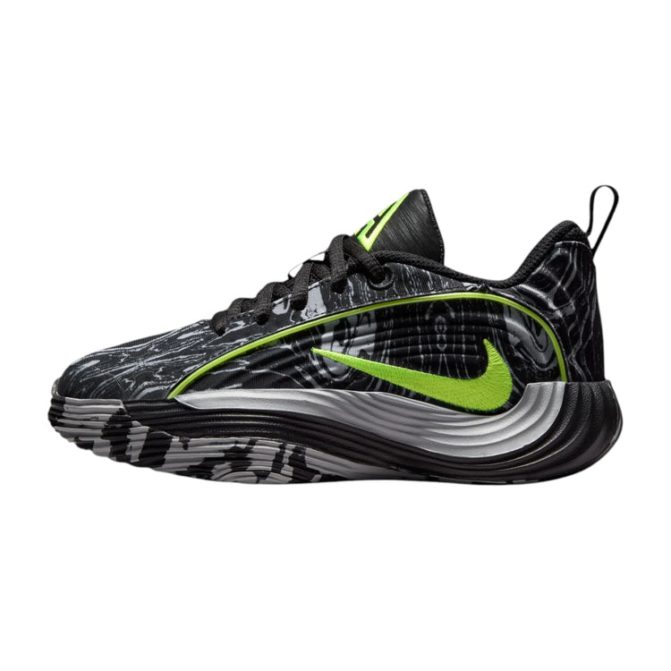 Nike Giannis Immortality 5 Pre-School IM7589-002 Nero Light Smoke Grey Volt – vista laterale esterna lacci