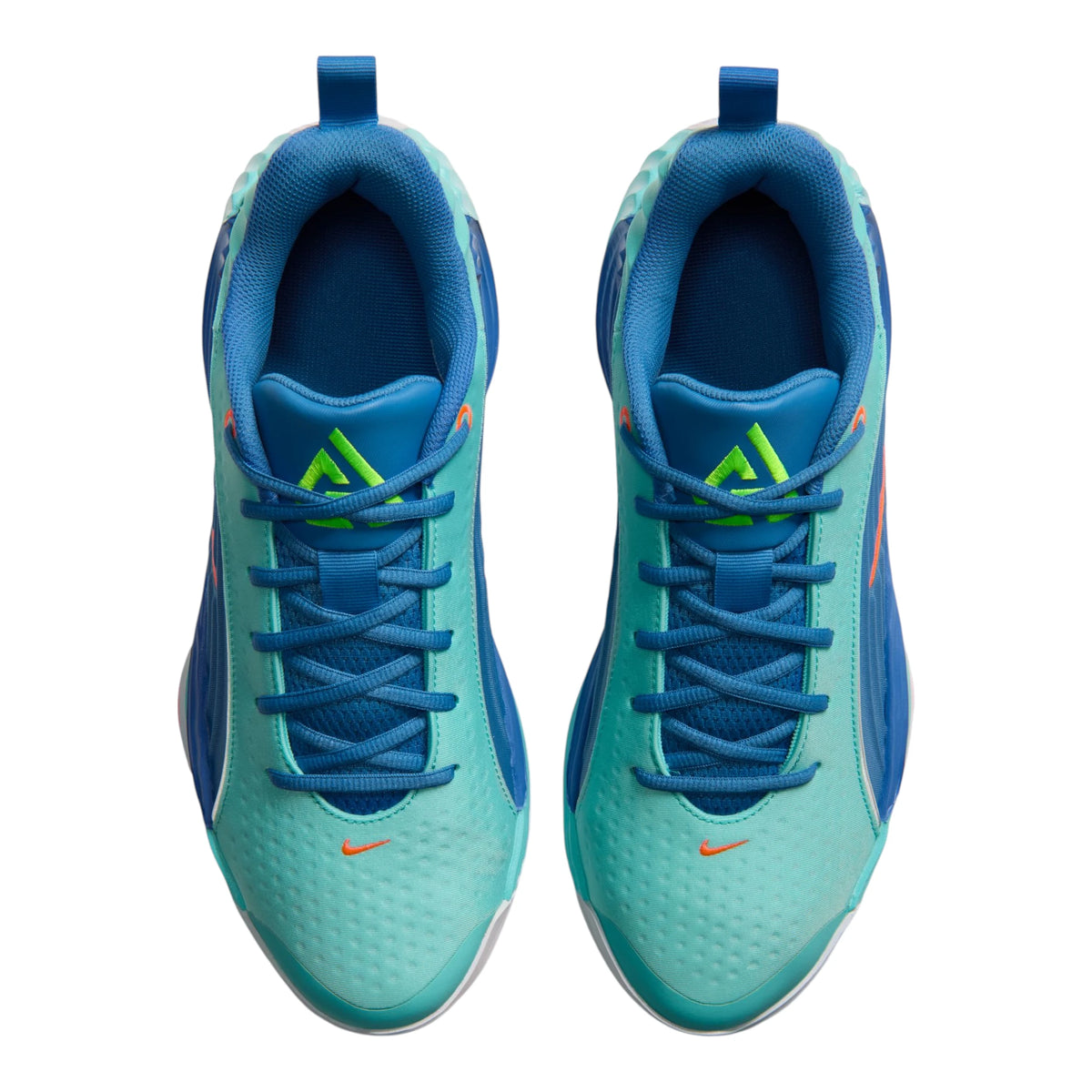 Scarpa da basket Nike Giannis Immortality 5 IM5130-301 – vista aerea colorway Hyper Turquoise Star Blue Hyper Orange