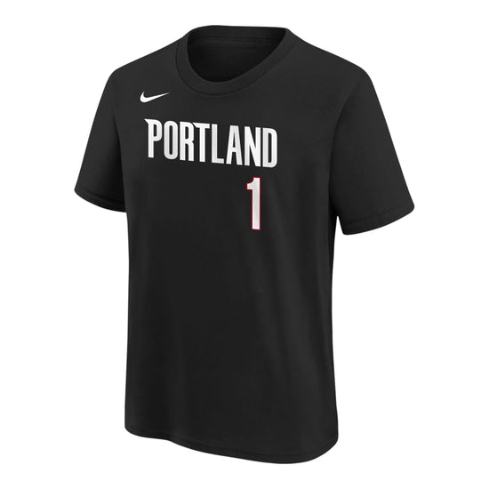 NBA Kids Tee Ja Morant Portland Trail Blazers black – retro MORANT 1 logo NBA cotone