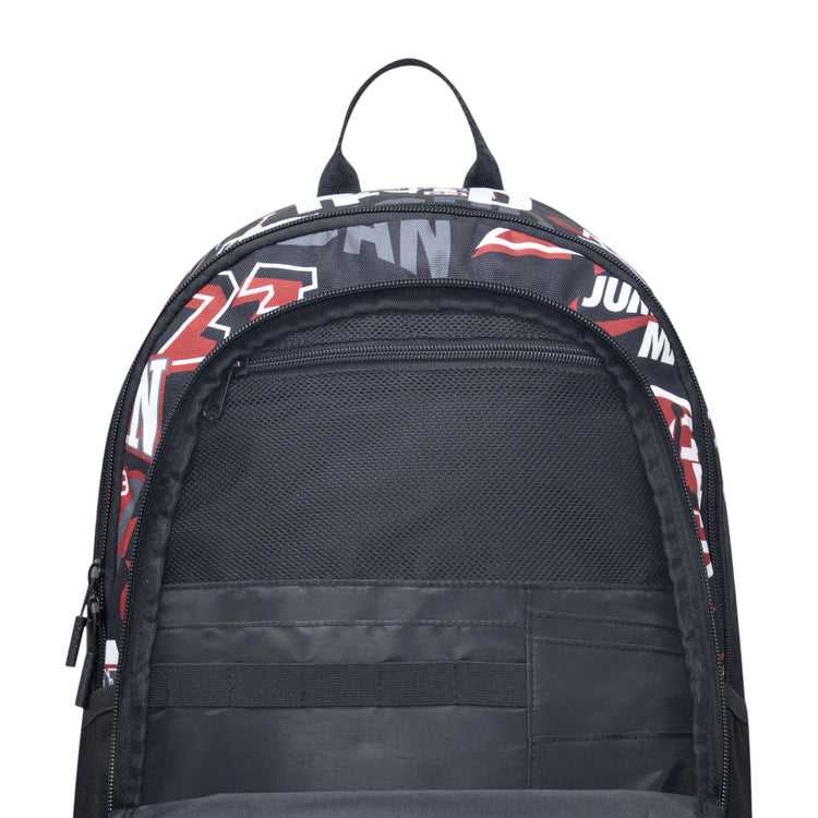 Zaino Jordan Air Patrol AOP nero multicolore con scomparti da 29L, ideale per sport e uso quotidiano