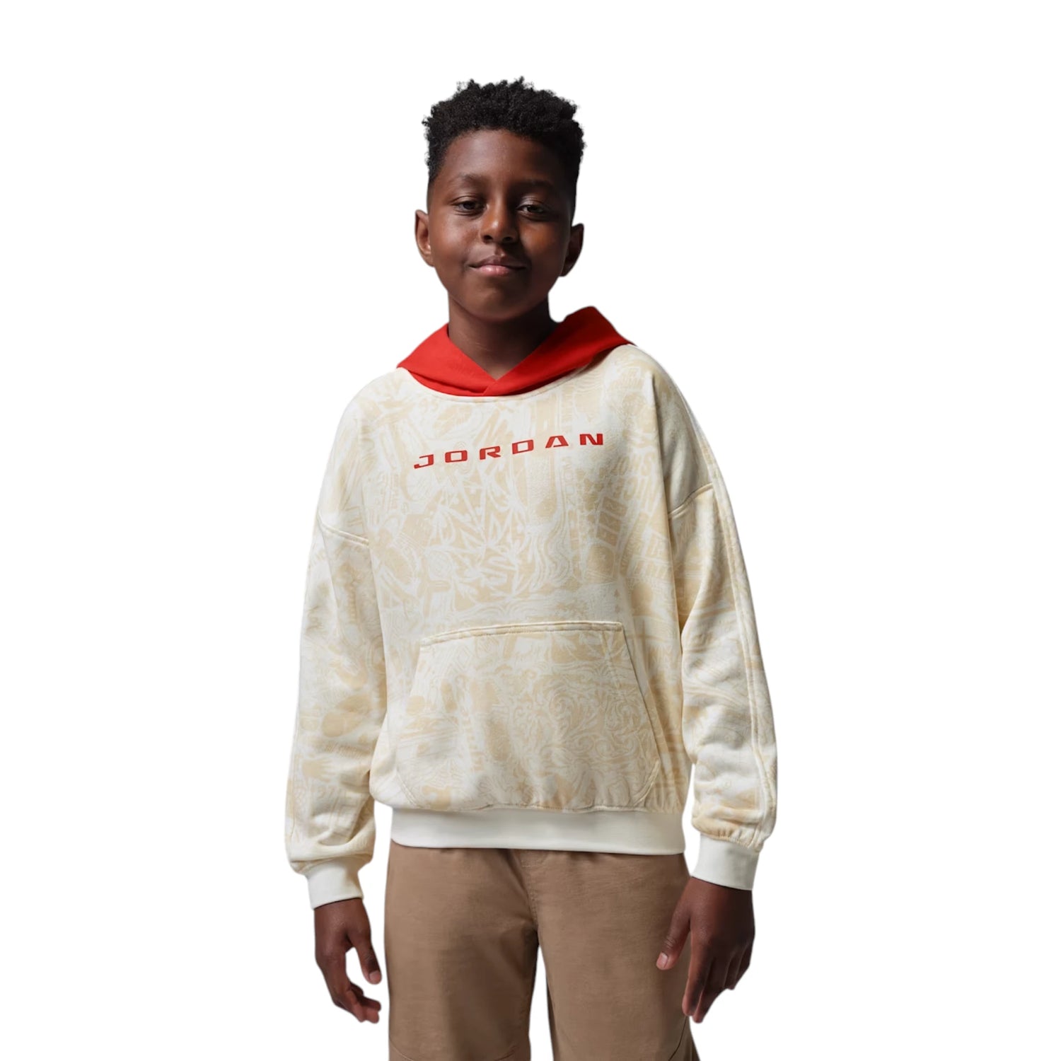 Felpa Jordan Brooklyn Fleece Jr SAIL stampa tono su tono – vista frontale grafica Jumpman