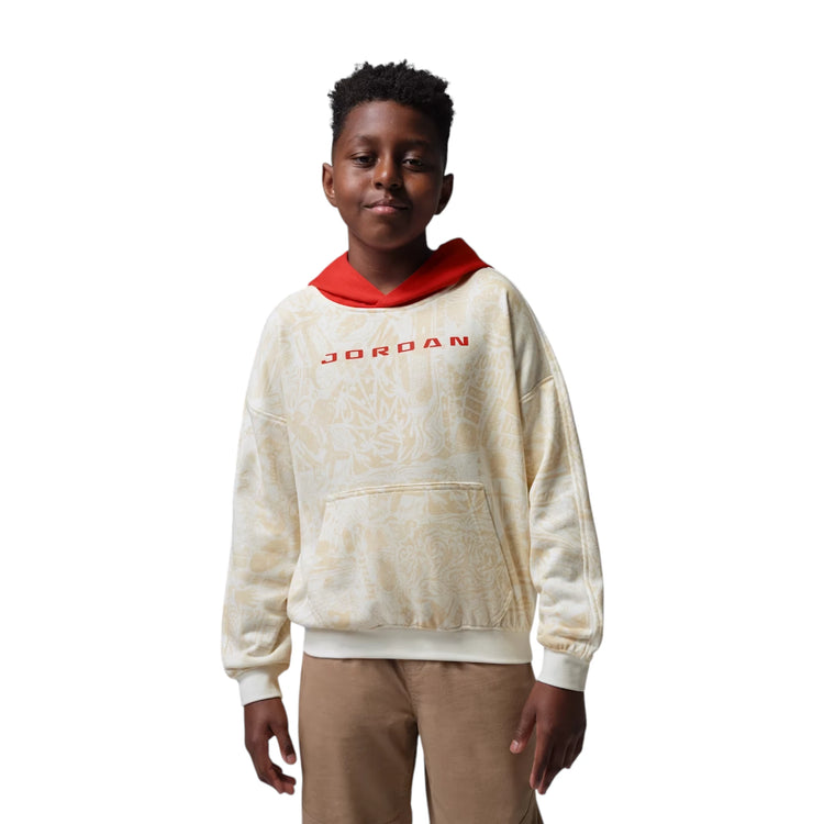Felpa Jordan Brooklyn Fleece Jr SAIL stampa tono su tono – vista frontale grafica Jumpman