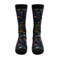 Calze da basket ROOKIE BASKETBALL THE ALIEN su manichino, calzini sportivi neri con dettagli colorati per basket.