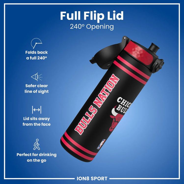 ION8 NBA Bulls borraccia – dettaglio coperchio flip 240° safety lock security brace