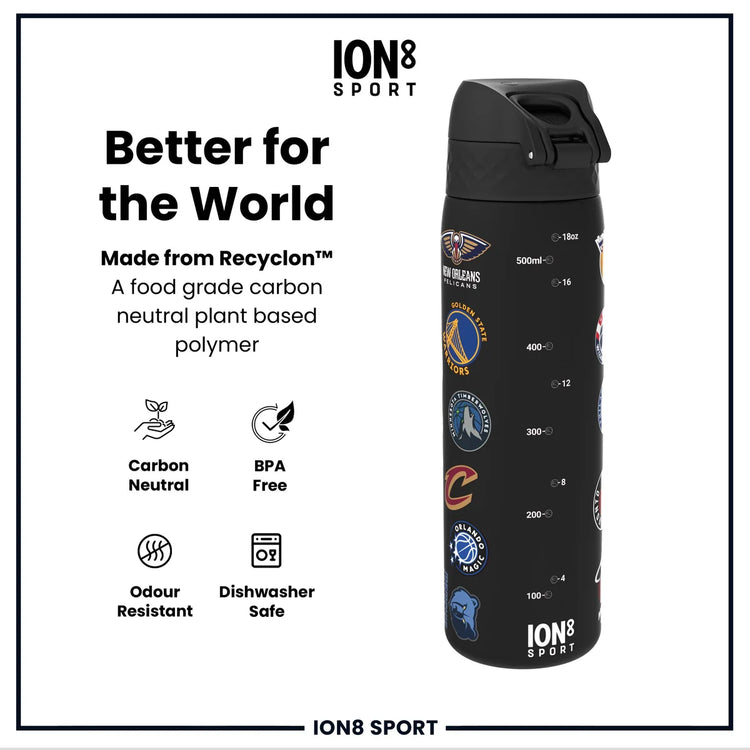Borraccia NBA ION8 Multi Logo 500ml – Recyclon carbon neutral BPA free slim profile