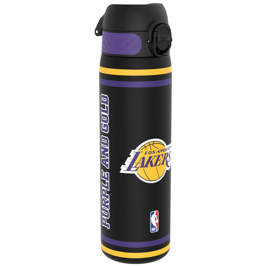 Borraccia NBA ION8 Los Angeles Lakers 500ml viola oro – vista frontale logo Lakers leakproof