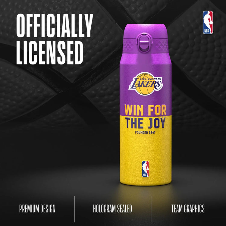 ION8 NBA Lakers borraccia termica – coperchio flip 240° smooth flow straw powder-coat viola oro