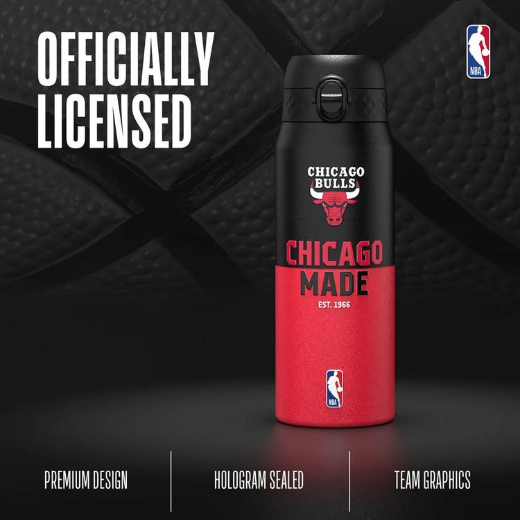 ION8 NBA Bulls borraccia termica – dettaglio coperchio flip 240° smooth flow straw powder-coat