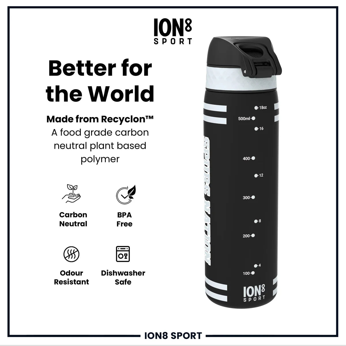 Borraccia NBA ION8 Spurs 500ml – Recyclon carbon neutral BPA free slim profile