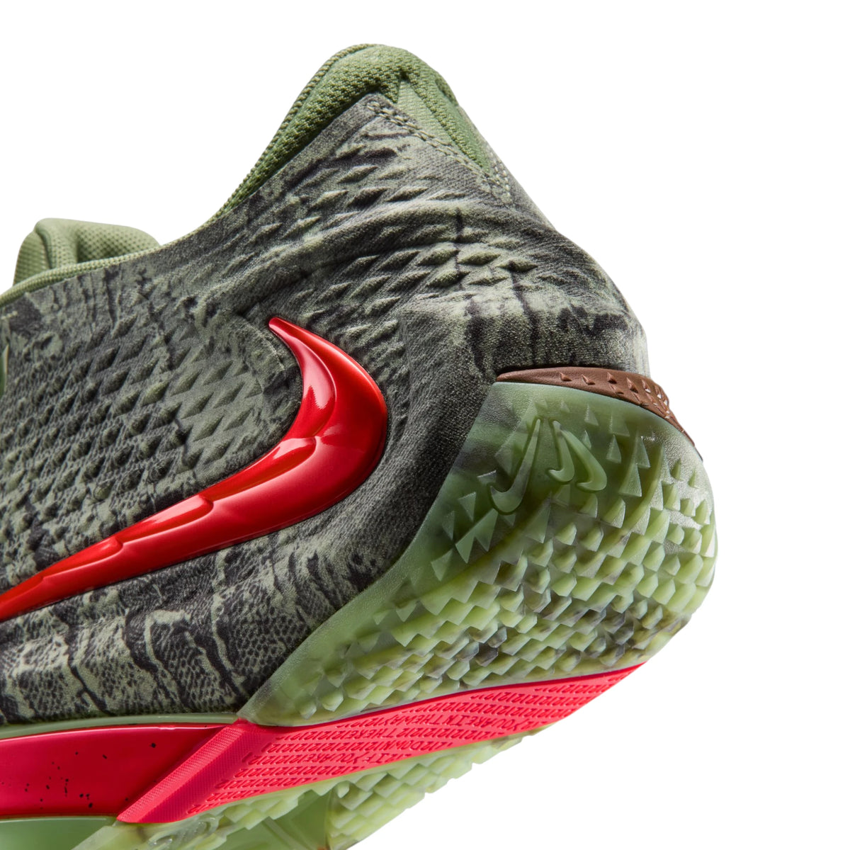 Nike Ja 4 Zombie – dettaglio JA-Frame TPU Bright Crimson Light Lemon Twist edizione limitata vista tallone