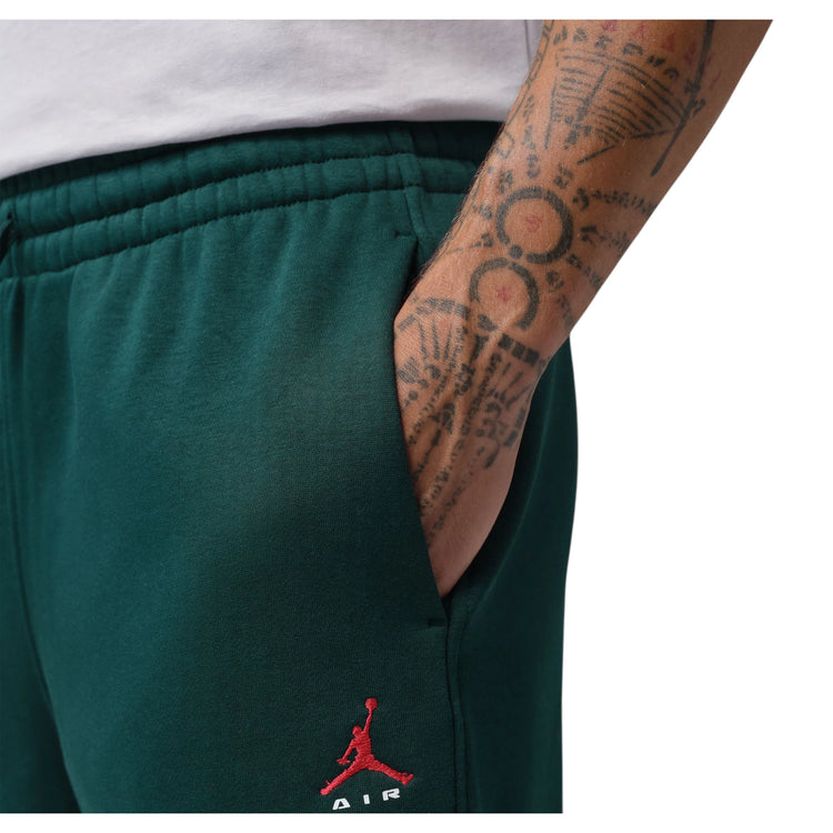 Jordan Brooklyn Fleece verde rosso – vista laterale fascia elastica vita tasche