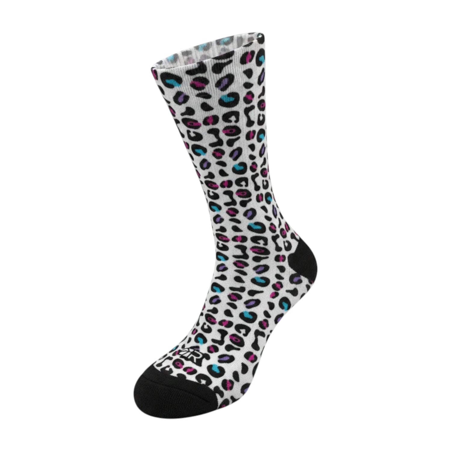 Calze da basket Rookie Basketball Crazy Socks, visibili su manichino, con design vivace e dettagli colorati.