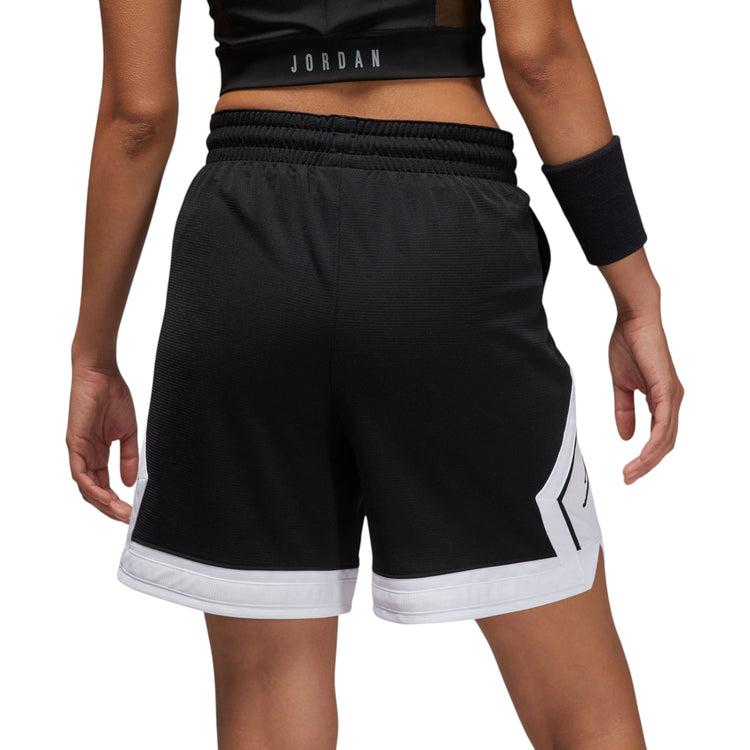 Shorts da donna Jordan Diamond Basket, pantaloncini neri sportivi con logo Jordan, ideali per basket e attività sportive.