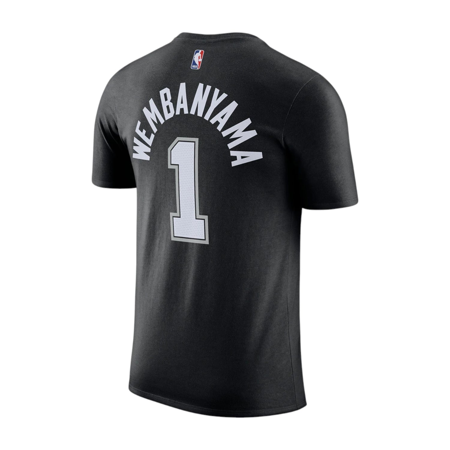 Nike NBA Wembanyama Spurs t-shirt nera – vista posteriore nome numero cotone