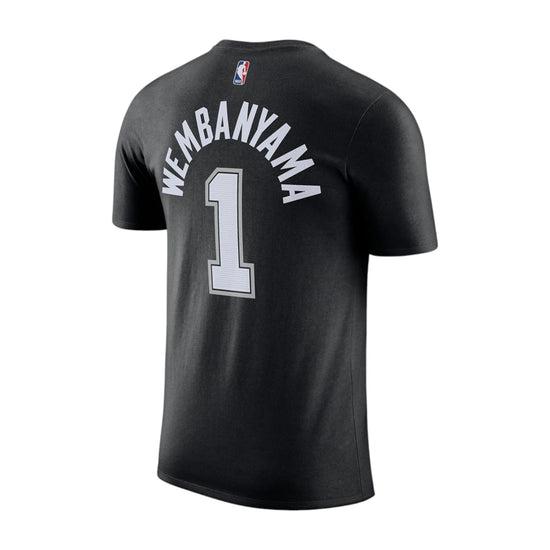 Nike NBA Wembanyama Spurs t-shirt nera – vista posteriore nome numero cotone