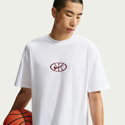 T-Shirt Nike Basketball uomo bianca IM5291-100 – vista frontale logo Nike cotone peso medio