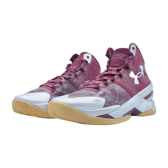 Under Armour Curry 2 Burgundy 3026052-601 – vista laterale scarpa da basket bordeaux Stephen Curry