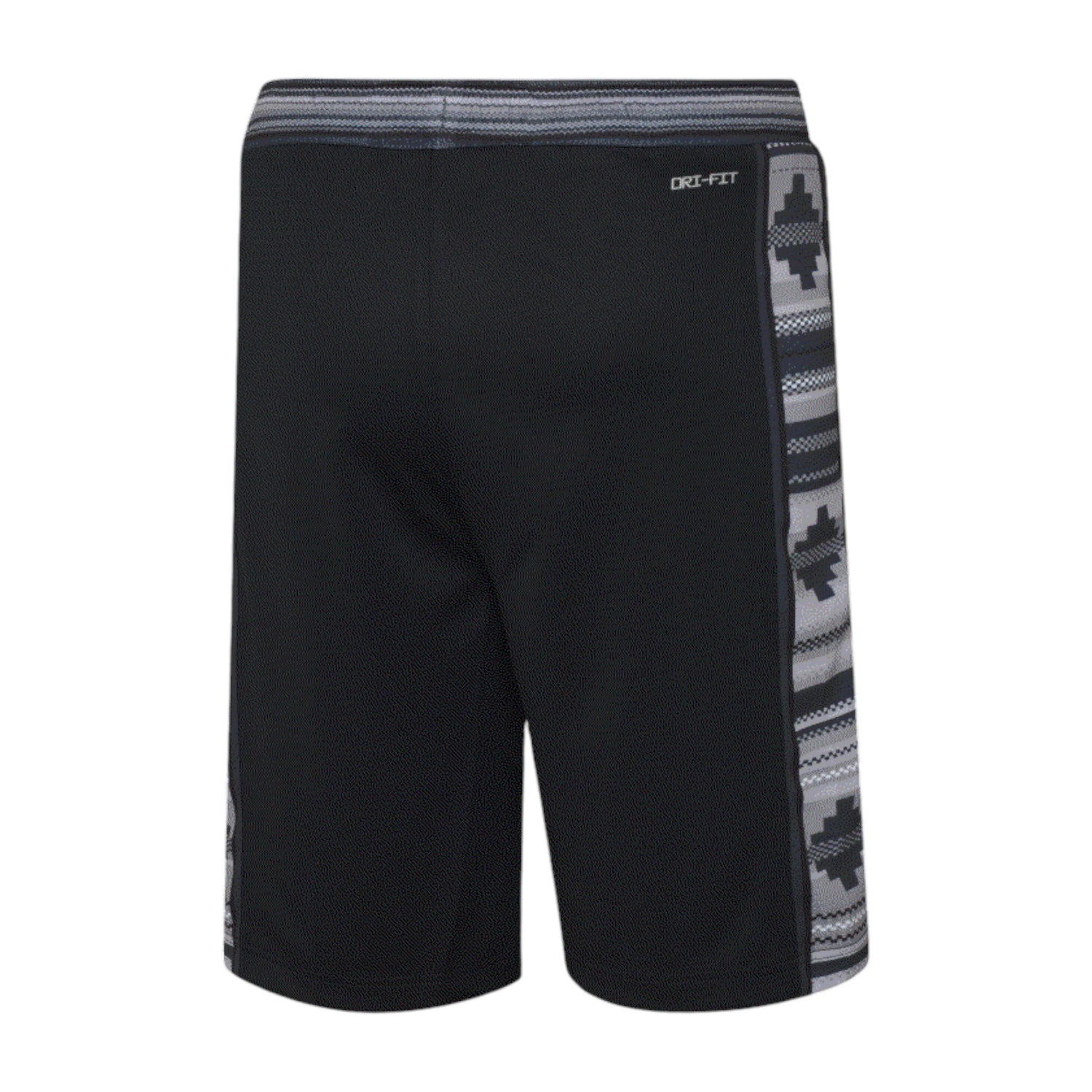Pantaloncini NBA Kids Spurs Wemby Wembanyama in tessuto nero con logo Spurs, marchio Outerstuff, davanti a sfondo bianco