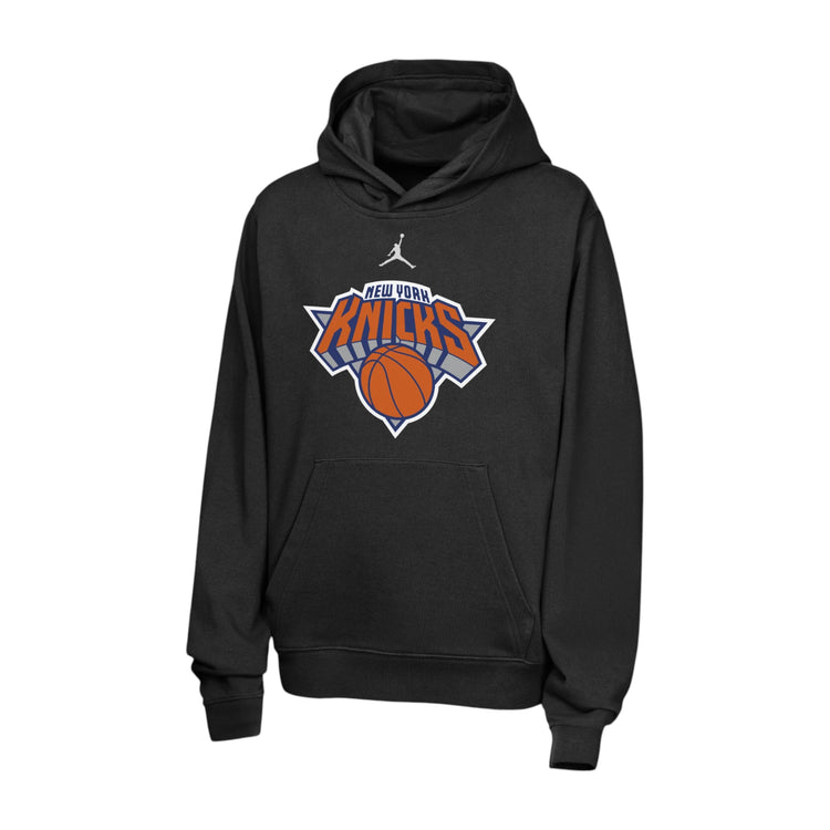 Jordan NBA Kids Knicks nera hoodie – logo New York Knicks arancione blu diamante