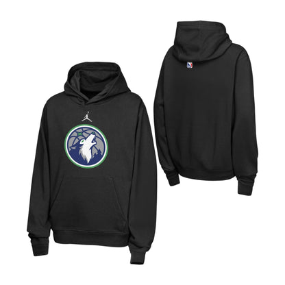 Felpa Jordan NBA Kids Minnesota Timberwolves nera NBUM TIM – vista frontale logo lupo urlante Jumpman