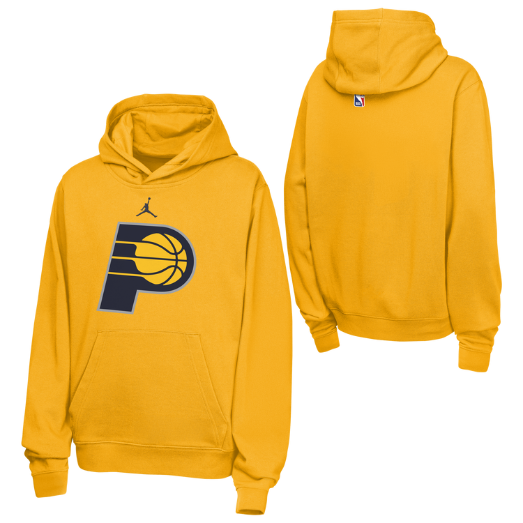 Felpa Jordan NBA Kids Indiana Pacers gialla NBUM PCR – vista frontale logo Pacers HD Jumpman