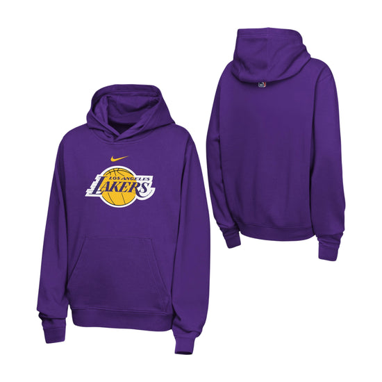 Felpa Nike NBA Kids Los Angeles Lakers viola NBUL LAK – vista frontale logo Lakers HD Swoosh