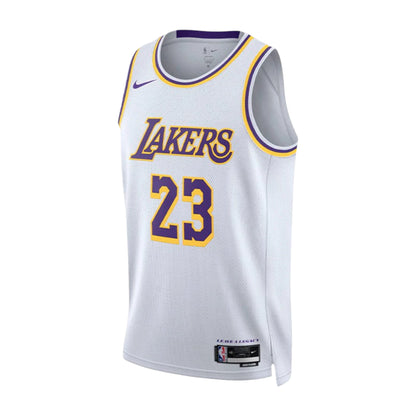 Canotta per bambini Lakers LeBron, maglietta bianca con logo Lakers, marca Outerstuff, stile Association, edizione 2023-2024