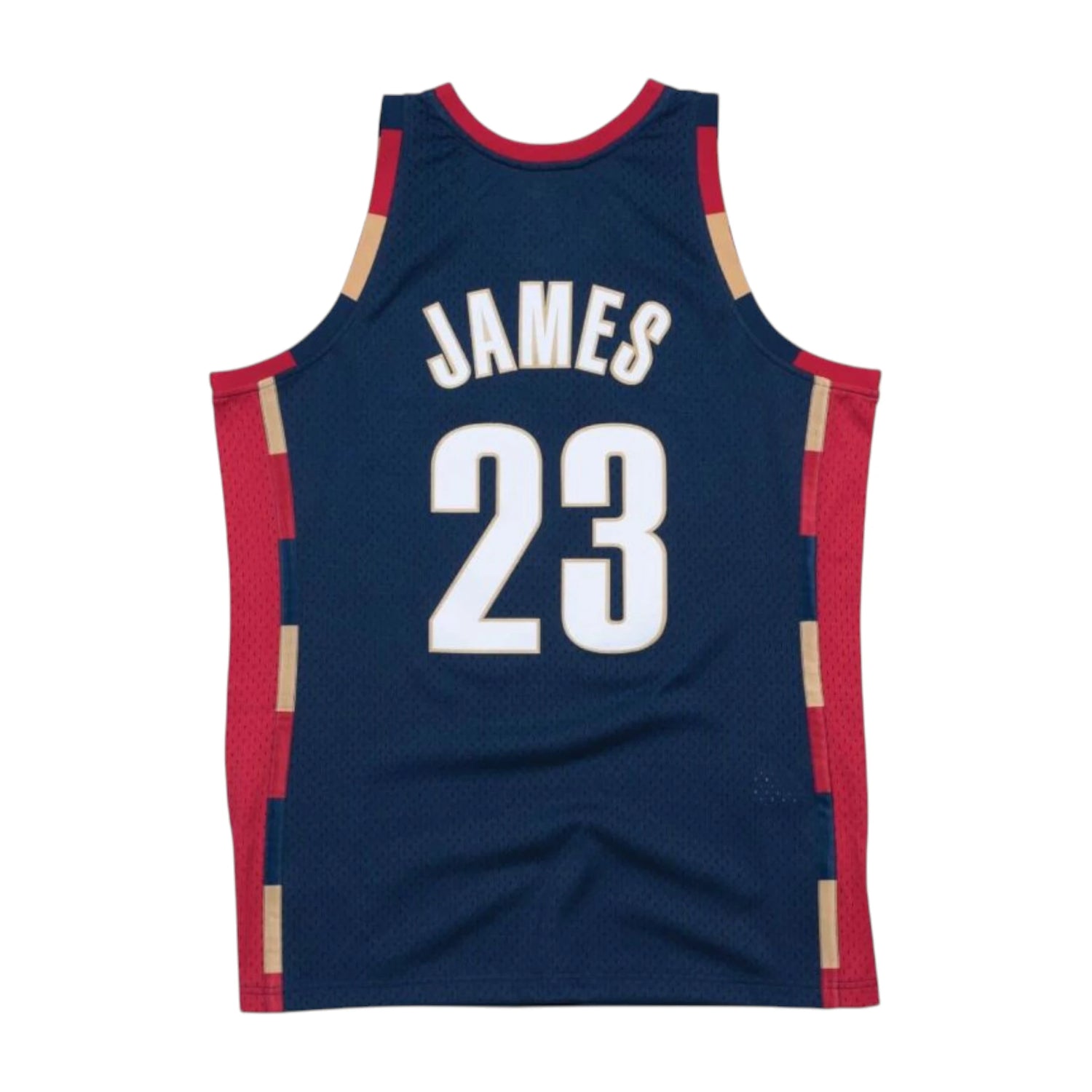 Canotta Mitchell & Ness NBA Cavaliers 2008 LeBron James in blu navy, tessuto leggero e dettagli sportivi.
