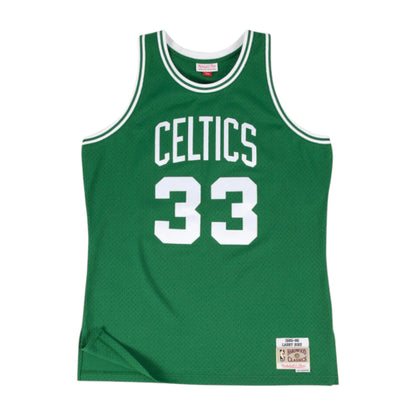 Canotta NBA Mitchell & Ness Bird Celtics 1985 in colore verde, dettagli della canotta Swingman di Larry Bird.