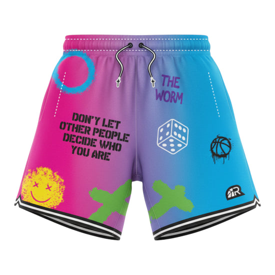 Shorts da basket ROOKIE BASKETBALL Crazy Short Sky, pantaloncini sportivi leggeri con stampa colorata, ideali per il basket e l&