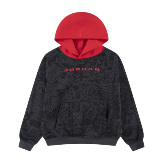 Felpa Jordan Brooklyn Fleece Jr nera stampa tono su tono – vista frontale grafica Jumpman
