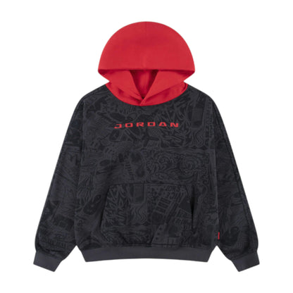 Felpa Jordan Brooklyn Fleece Jr nera stampa tono su tono – vista frontale grafica Jumpman