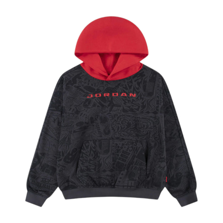 Felpa Jordan Brooklyn Fleece Jr nera stampa tono su tono – vista frontale grafica Jumpman