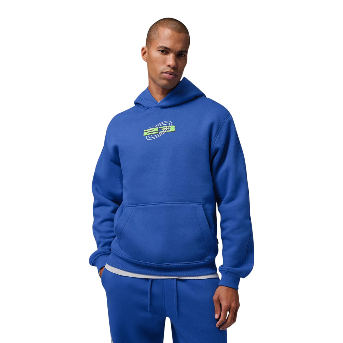 Felpa Jordan Brooklyn Space Jam Uomo Varsity Royal IX3096-497 – vista frontale blu royal fleece cappuccio