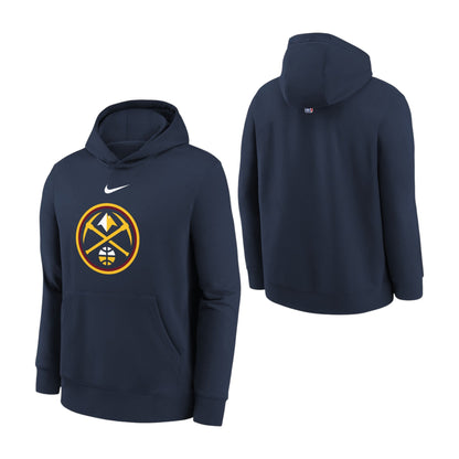 Felpa NBA Club Fleece Kids Denver Nuggets blu navy oro NBGX NUG – vista frontale logo Nuggets HD