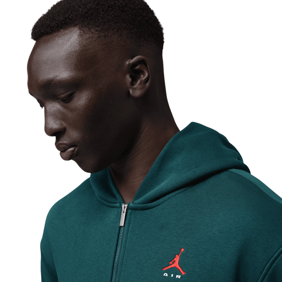 Jordan Brooklyn Full-Zip verde Midnight Spruce – indossata streetwear basket uomo fit oversized