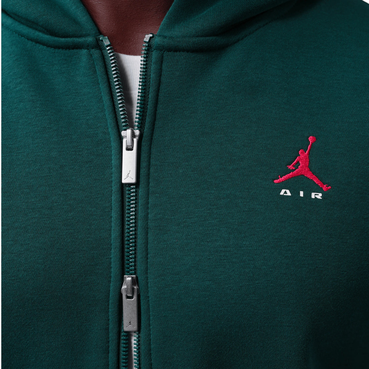 Felpa Jordan Brooklyn Midnight Spruce – dettaglio zip bidirezionale accenti University Red