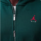 Felpa Jordan Brooklyn Midnight Spruce – dettaglio zip bidirezionale accenti University Red
