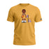 Maglietta gialla THE MAMBA T-SHIRT di ROOKIE BASKETBALL su manichino ghost, fronte visibile, tessuto morbido e logo stampato.