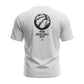 Maglietta da basket Rookie Basketball bianca su manichino ghost, con dettagli sportivi e logo visibile.