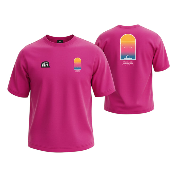 T-shirt rosa Rookie Basketball Pigalle, manichino fantasma, vestibilità casual, tessuto morbido e comodo.