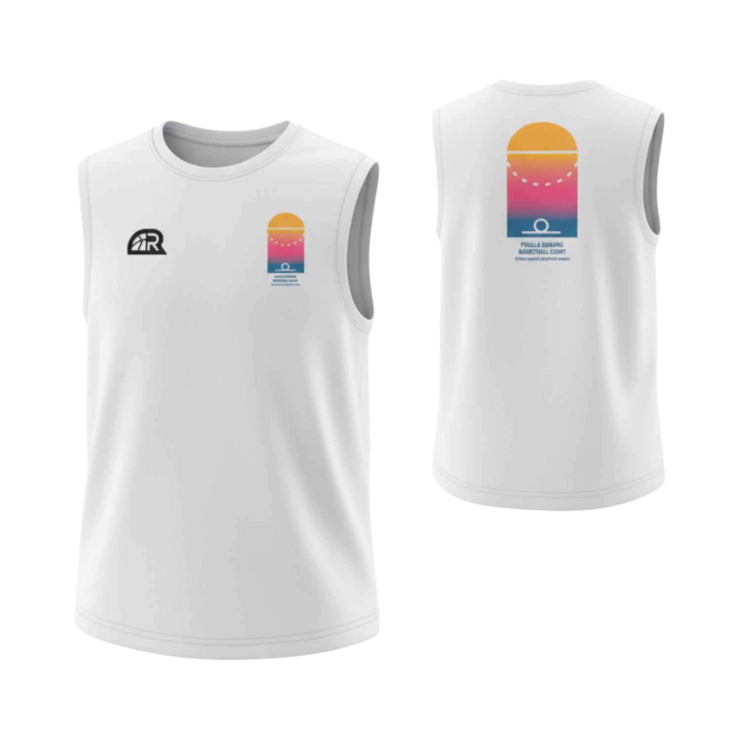 T-shirt senza maniche bianco Rookie Basketball Pigalle Sleevless su manichino ghost, stile casual e sportivo