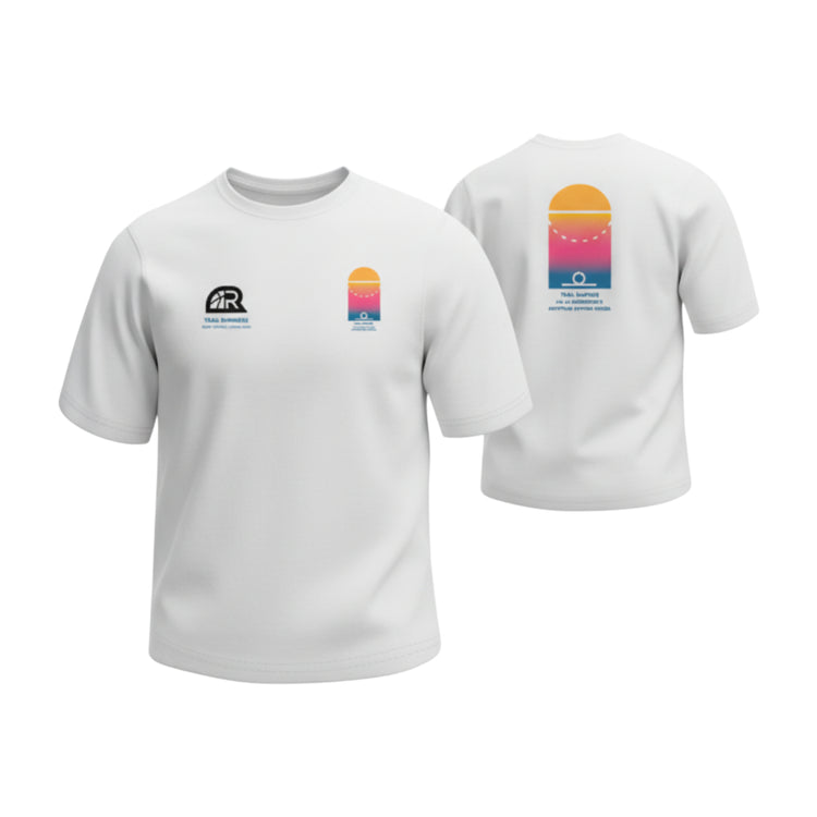 Maglietta bianca PIGALLE T-SHIRT di Rookie Basketball indossata su manichino ghost, vista frontale con dettaglio del logo.