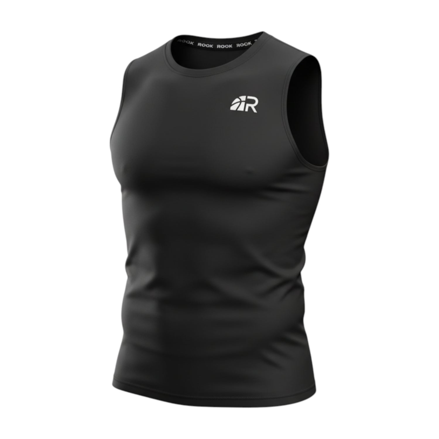 Canotta senza maniche Rookie Basketball, intimo tecnico per sport, in tessuto di compressione nero, ideale per riscaldare i muscoli.