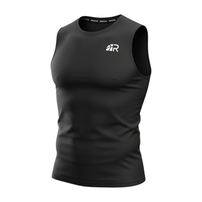 Canotta senza maniche Rookie Basketball, intimo tecnico per sport, in tessuto di compressione nero, ideale per riscaldare i muscoli.