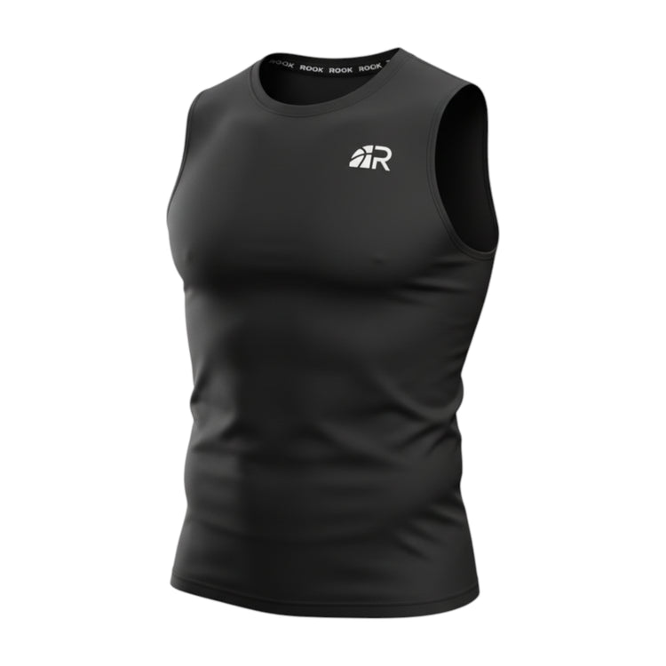 Canotta senza maniche Rookie Basketball, intimo tecnico per sport, in tessuto di compressione nero, ideale per riscaldare i muscoli.