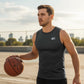 Canotta tecnica senza maniche Rookie Basketball, intimo tecnico per riscaldare i muscoli, colore nero, ideale per sport e allenamenti